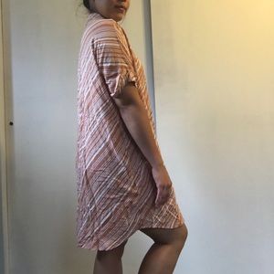 Burnt orange and white shift dress